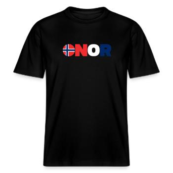 Norvège -  T-shirt unisexe RELAXED FIT en coton bio - noir - Devant - Alina (178cm) & Michal (187cm)