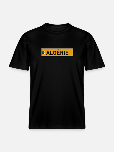 Plaque d'immatriculation Algérie Jaune - T-shirt unisexe RELAXED FIT en coton bio - noir