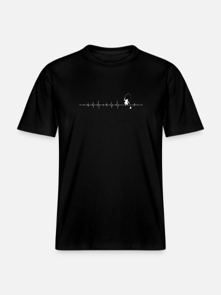 Heartbeat Angler Lineart -  RELAXED FIT Unisex Organic T-Shirt - black