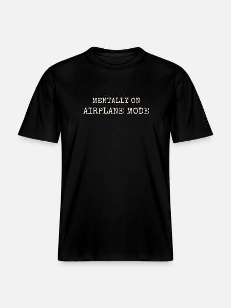 Mentalement dans l’avion, mode Introverti -  T-shirt unisexe RELAXED FIT en coton bio - noir