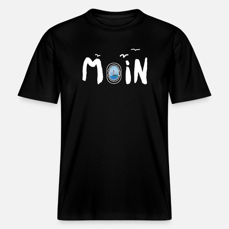 Moin Leuchtturm -  RELAXED FIT Unisex Organic T-Shirt - Schwarz