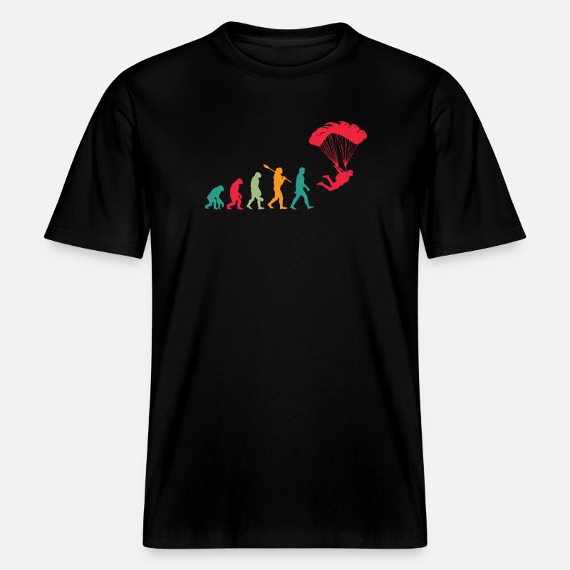 Fallschirm Evolution Fallschirmspringer -  RELAXED FIT Unisex Organic T-Shirt - Schwarz
