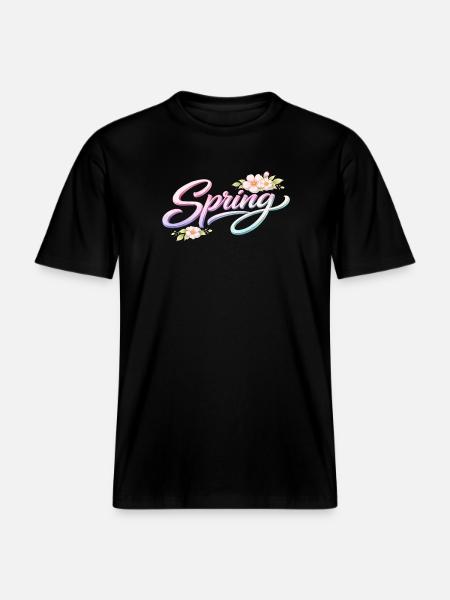 Spring lettering with flowers - RELAXED FIT Unisex Organic T-Shirt - black