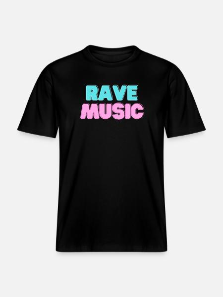 Rave Music Neon 3D -  RELAXED FIT Unisex Organic T-Shirt - black