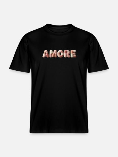 Amore Plüschstich Patchwork Geschenk - RELAXED FIT Unisex Organic T-Shirt - Schwarz