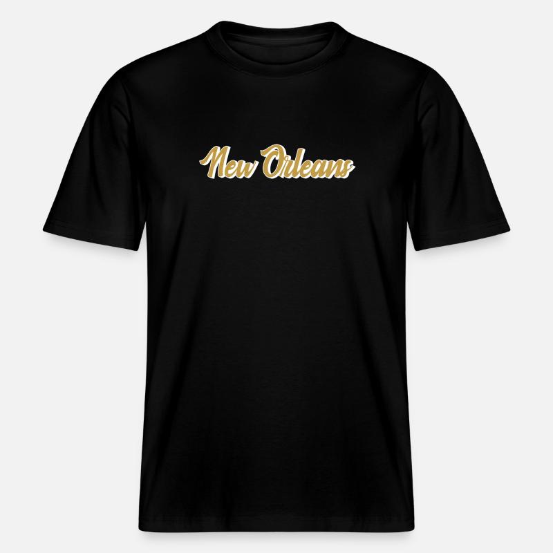 New Orleans Gold Script -  RELAXED FIT Unisex Organic T-Shirt - Schwarz