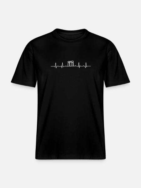 Herzschlag Stonehenge - RELAXED FIT Unisex Organic T-Shirt - Schwarz
