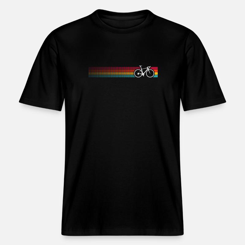 Vibrant Rainbow Bicycle Pattern -  RELAXED FIT Unisex Organic T-Shirt - black