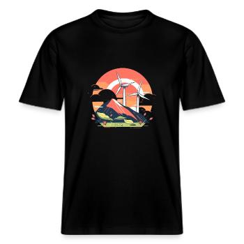 Moulin à vent -  T-shirt unisexe RELAXED FIT en coton bio - noir - Devant - Alina (178cm) & Michal (187cm)
