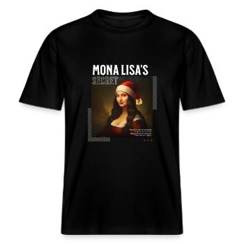 Mona Lisa avec drôle de père Noël chapeau Art chemise -  T-shirt unisexe RELAXED FIT en coton bio - noir - Devant - Alina (178cm) & Michal (187cm)