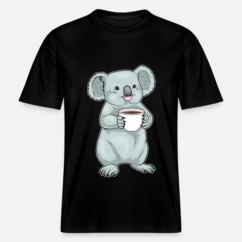 Tasse à café Koala - T-shirt unisexe RELAXED FIT en coton bio - noir