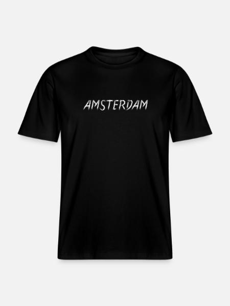 Amsterdam Brushstroke Script - T-shirt unisexe RELAXED FIT en coton bio - noir