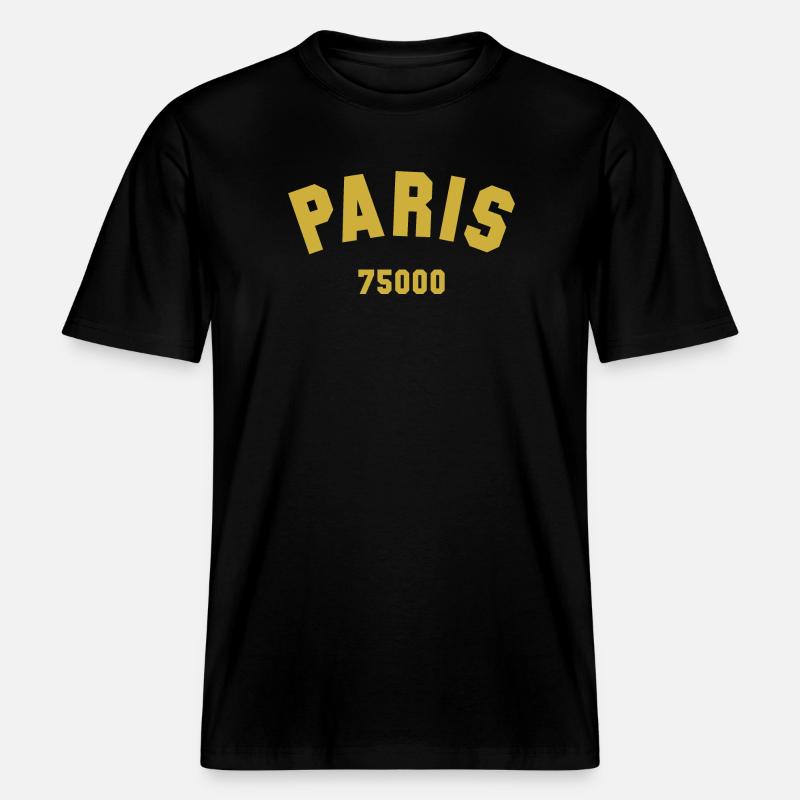 PARIS Code postal -  T-shirt unisexe RELAXED FIT en coton bio - noir
