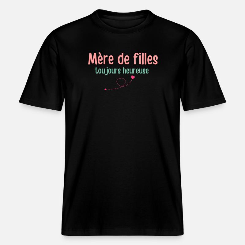 Mutter von Töchtern immer glücklich -  RELAXED FIT Unisex Organic T-Shirt - Schwarz