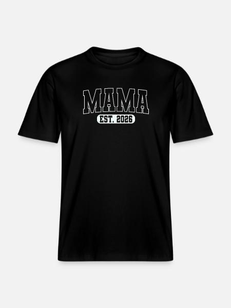 Mama Est. 2026 – Stærk bogstav forventningsfuld mor - Økologisk unisex T-shirt RELAXED FIT - sort