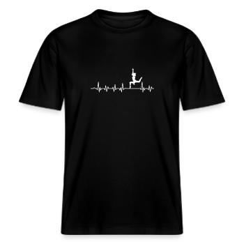 Zeitgenössischer Tanz Herzschlag -  RELAXED FIT Unisex Organic T-Shirt - Schwarz - Vorne - Alina (178cm) & Michal (187cm)