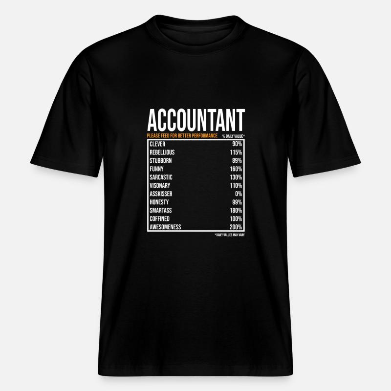 Comptable Valeurs quotidiennes Drôle Comptable -  T-shirt unisexe RELAXED FIT en coton bio - noir