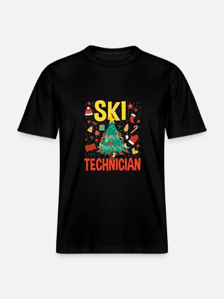 Ski Technician Christmas Tree Costume -  RELAXED FIT Unisex Organic T-Shirt - black