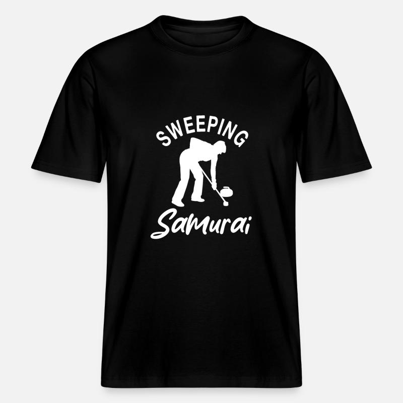Sweeping Samurai Curling Design -  RELAXED FIT Unisex Organic T-Shirt - black