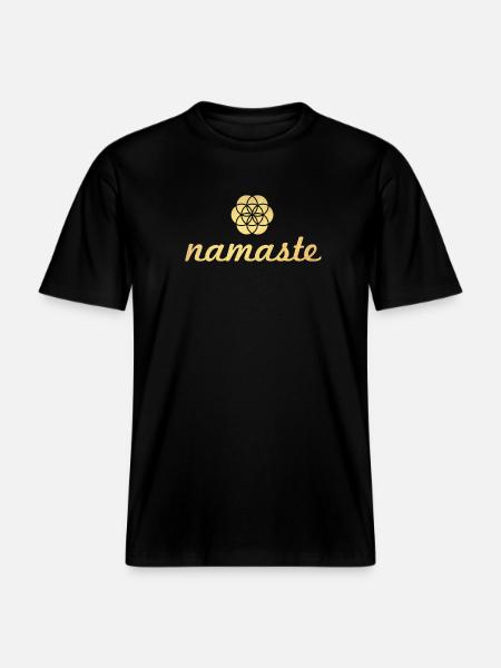 Namaste Yoga Fiore d'oro della vita Shanti Ornamento -  Maglietta ecologica Unisex RELAXED FIT - nero