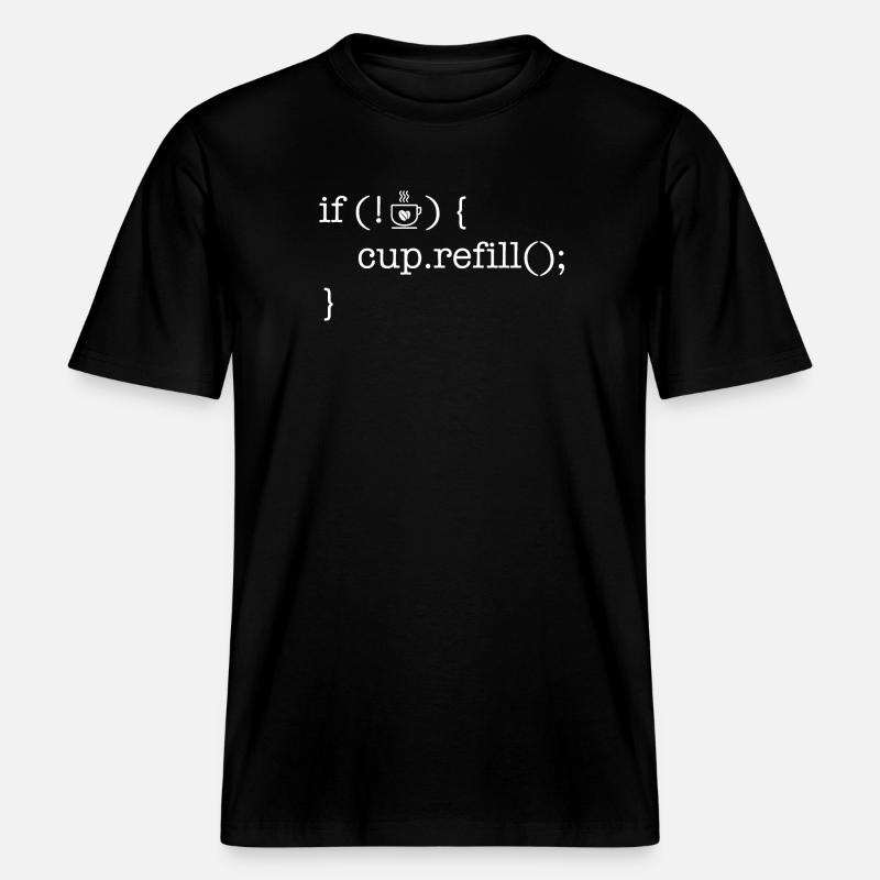 Coffee code lover software developer programmer - RELAXED FIT Unisex Organic T-Shirt - black