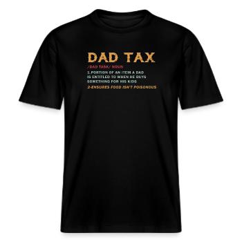 Vatersteuer: Geschenklast der Kinder -  RELAXED FIT Unisex Organic T-Shirt - Schwarz - Vorne - Alina (178cm) & Michal (187cm)