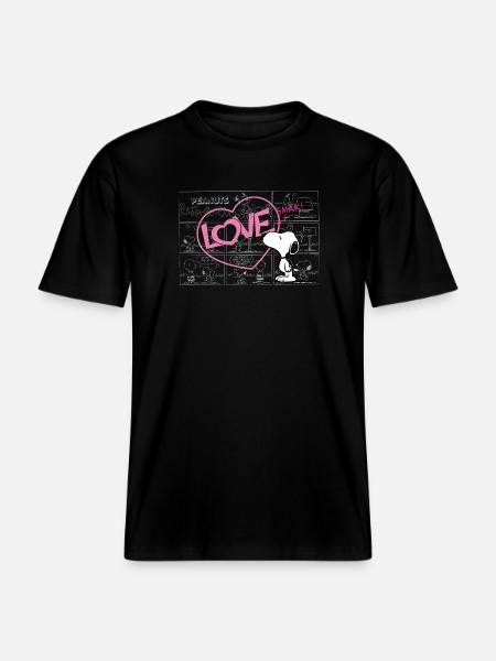 Snoopy Love Heart Kiss Valentine's Day Gift -  RELAXED FIT Unisex Organic T-Shirt - black