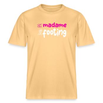 madame footing humour citation drôles blague -  T-shirt unisexe RELAXED FIT en coton bio - jaune délavé - Devant - Alina (178cm) & Michal (187cm)