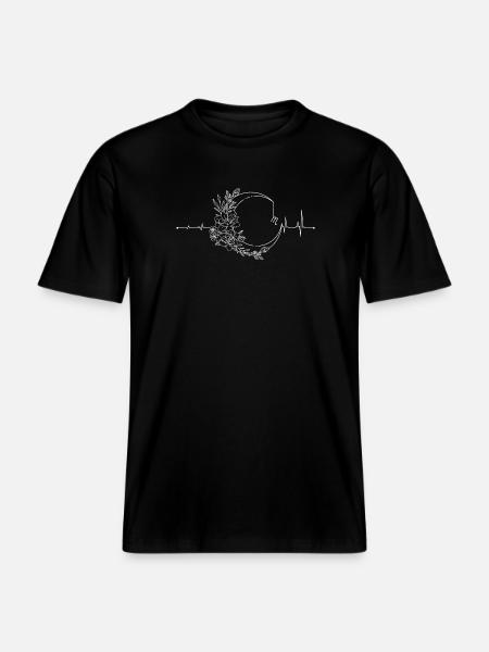 Floral Heartbeat Circle - RELAXED FIT Unisex Organic T-Shirt - black