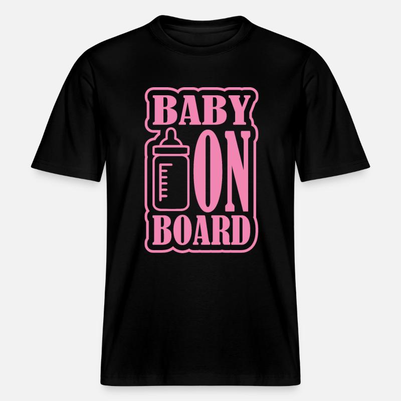 Bébé à bord -  T-shirt unisexe RELAXED FIT en coton bio - noir