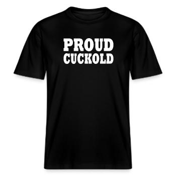 Proud Cuckold  -  RELAXED FIT Unisex Organic T-Shirt - Schwarz - Vorne - Alina (178cm) & Michal (187cm)