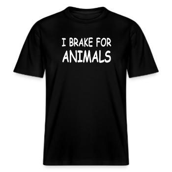 Tiere -  RELAXED FIT Unisex Organic T-Shirt - Schwarz - Vorne - Alina (178cm) & Michal (187cm)