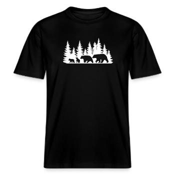 Silhouette Forêt Faune Design -  T-shirt unisexe RELAXED FIT en coton bio - noir - Devant - Alina (178cm) & Michal (187cm)