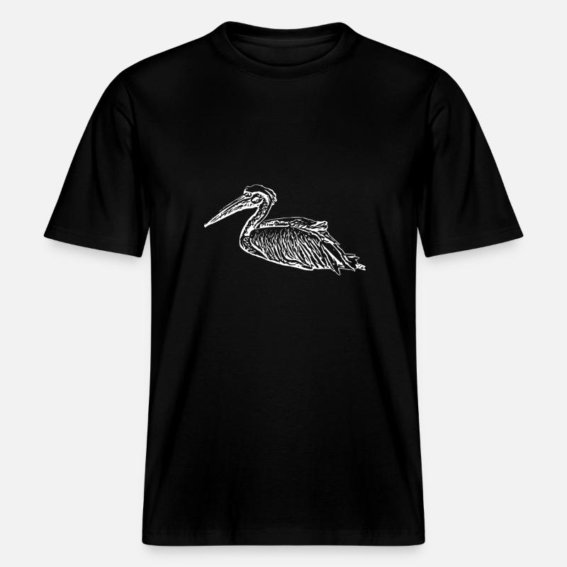 Pélicans Oiseaux Oiseaux Pelecanus - T-shirt unisexe RELAXED FIT en coton bio - noir