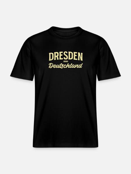 Dresden Retro Font Print -  RELAXED FIT Unisex Organic T-Shirt - black