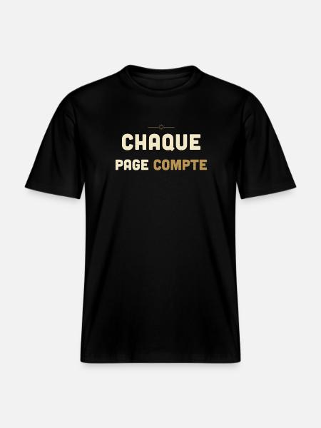 Chaque Page Compte - Cadeau Lecteur -  T-shirt unisexe RELAXED FIT en coton bio - noir