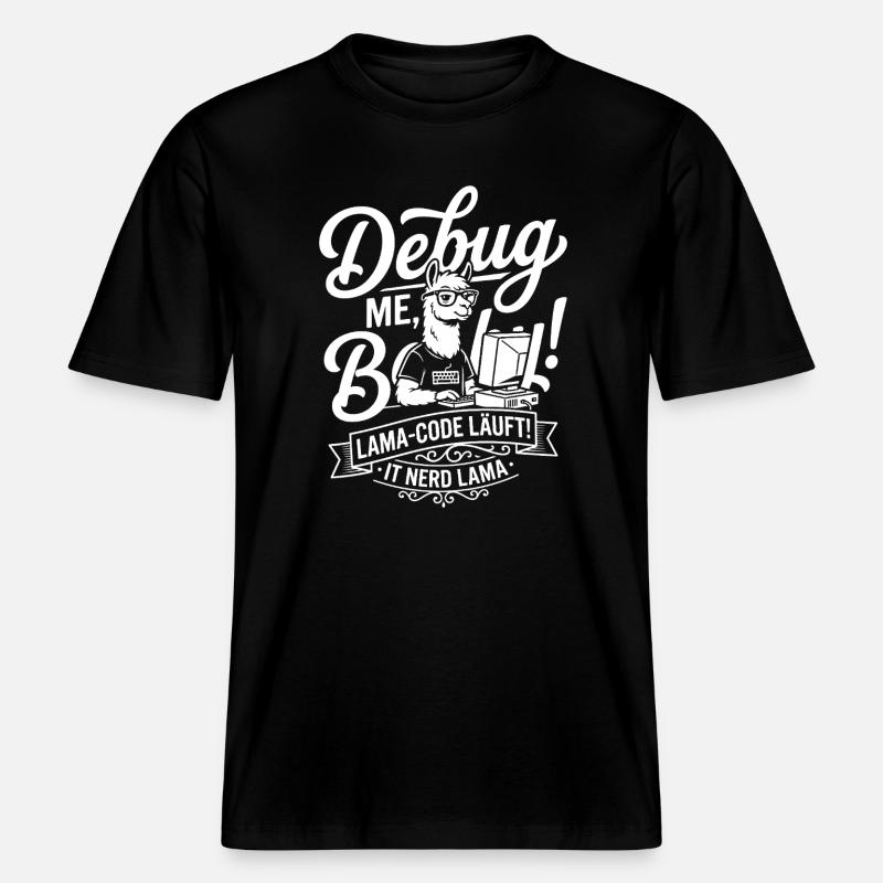 Lama Code Debug Design -  RELAXED FIT Unisex Organic T-Shirt - black