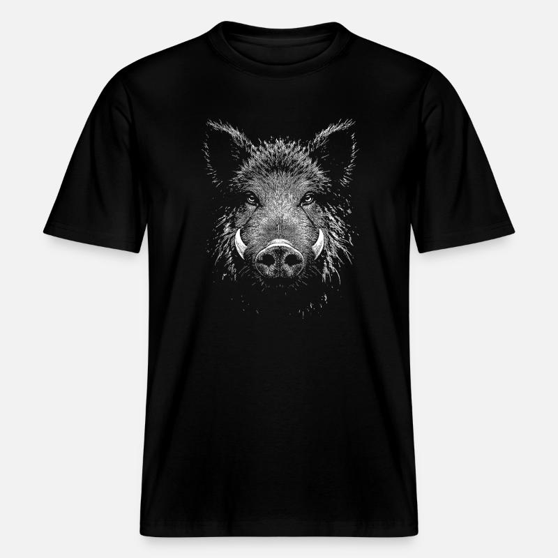 dzik -  Ekologiczna koszulka Unisex RELAXED FIT - czarny