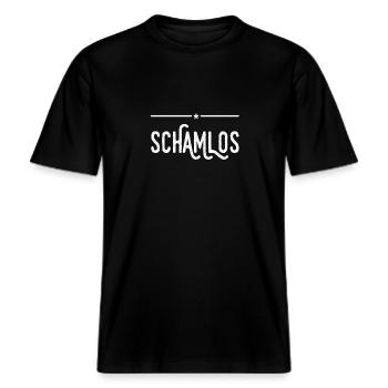 ohne Scham -  RELAXED FIT Unisex Organic T-Shirt - Schwarz - Vorne - Alina (178cm) & Michal (187cm)