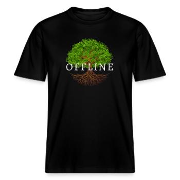 Offline Tree -  RELAXED FIT Unisex Organic T-Shirt - Schwarz - Vorne - Alina (178cm) & Michal (187cm)