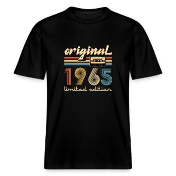 60th Birthday Original 1965 60 Years Old Gift -  RELAXED FIT Unisex Organic T-Shirt - black - Front - Alina (178cm) & Michal (187cm)