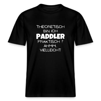 Theoretisch Paddler -  RELAXED FIT Unisex Organic T-Shirt - Schwarz - Vorne - Alina (178cm) & Michal (187cm)