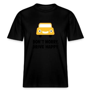 Conduire une voiture -  T-shirt unisexe RELAXED FIT en coton bio - noir - Devant - Alina (178cm) & Michal (187cm)