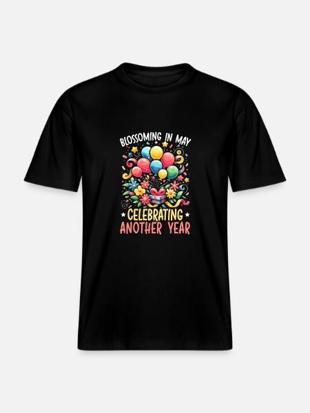 Happy Birthday, Celebrating Bday party, - RELAXED FIT Unisex Organic T-Shirt - black