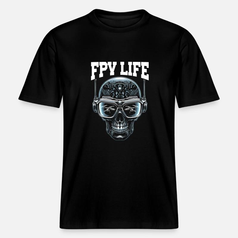 Pilote de drone FPV, télécommande -  T-shirt unisexe RELAXED FIT en coton bio - noir