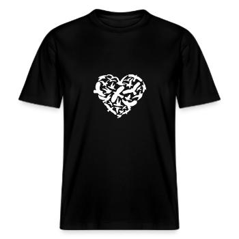 Vögel -  RELAXED FIT Unisex Organic T-Shirt - Schwarz - Vorne - Alina (178cm) & Michal (187cm)