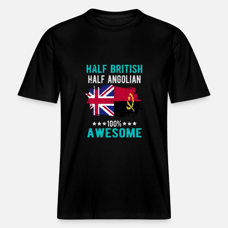 Half British Half Angolier -  RELAXED FIT Unisex Organic T-Shirt - black