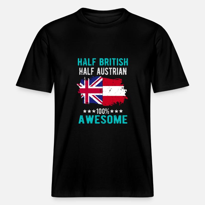 Half British Half Austrian -  RELAXED FIT Unisex Organic T-Shirt - black