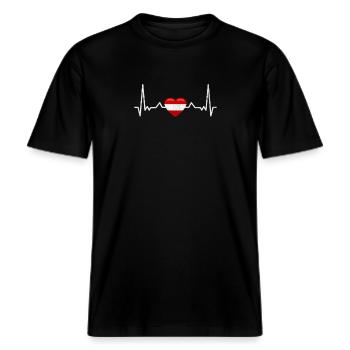 Oostenrijk Heartbeat Oostenrijks Oostenrijks -  Uniseks RELAXED FIT bio-T-shirt - zwart - Voor - Alina (178cm) & Michal (187cm)