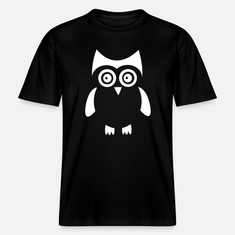 weiße Eule Vogel weiß -  RELAXED FIT Unisex Organic T-Shirt - Schwarz